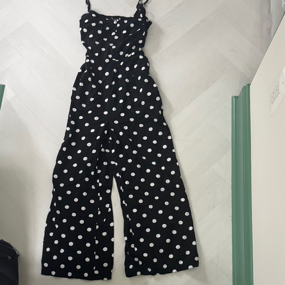 J Crew Polka Dot Black Jumpsuit Size 4